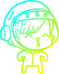 cold gradient line drawing happy cartoon space girl