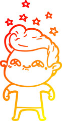 warm gradient line drawing cartoon excited man