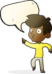 cartoon pointing boy with speech bubble