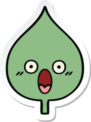 sticker of a cute cartoon expressional leaf