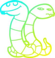 cold gradient line drawing cartoon snakes