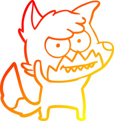 warm gradient line drawing cartoon grinning fox
