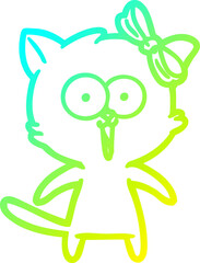cold gradient line drawing cartoon cat