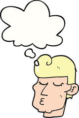 cartoon handsome man and thought bubble