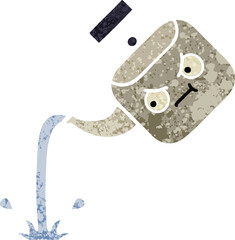 retro illustration style cartoon pouring kettle