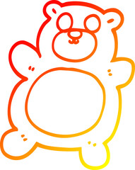 warm gradient line drawing cartoon teddy bear