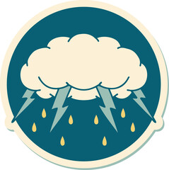 tattoo style sticker of a storm cloud