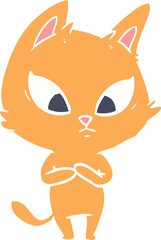 confused flat color style cartoon cat