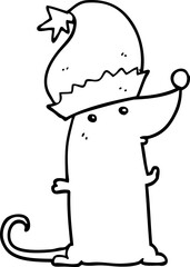 cartoon rat wearing christmas hat