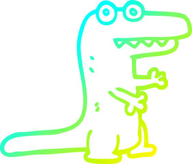 cold gradient line drawing cartoon crocodile