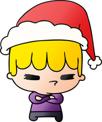 christmas gradient cartoon of kawaii boy