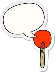cartoon candy lollipop and speech bubble sticker