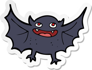 sticker of a cartoon vampire bat