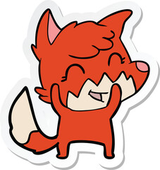 sticker of a happy cartoon fox
