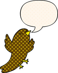 cartoon bird and speech bubble in comic book style