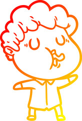 warm gradient line drawing cartoon man pulling face