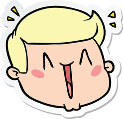 sticker of a happy cartoon male face