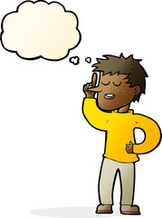 cartoon man with idea with thought bubble