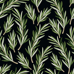 Vector seamless pattern with high detail rosemary