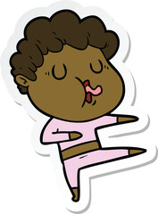 sticker of a cartoon man singing