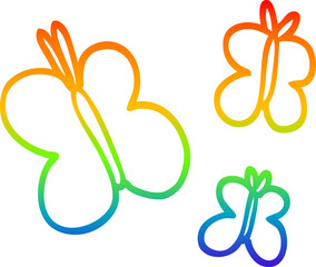 rainbow gradient line drawing cartoon butterflies