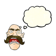 cartoon angry old man with thought bubble
