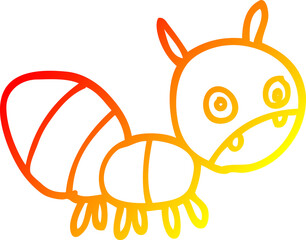Obraz premium warm gradient line drawing cartoon anxious ant