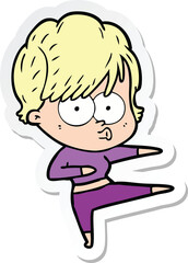 sticker of a cartoon woman