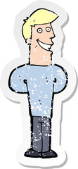 retro distressed sticker of a cartoon grinning man