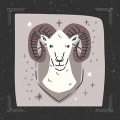 Signos del zodiaco ilustración minimalista Aries
