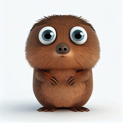 Obraz premium Adorable cartoon baby Beaver character isolated on white background. Generative AI