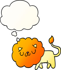 cartoon lion and thought bubble in smooth gradient style