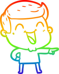 rainbow gradient line drawing cartoon man laughing