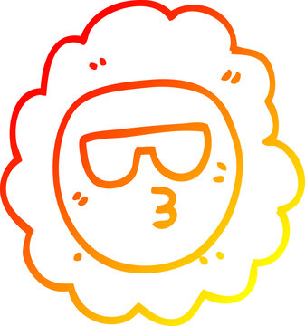 recommend clip art: warm gradient line drawing cartoon sunflower