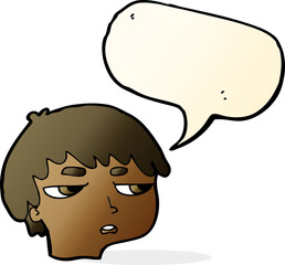 cartoon annoyed boy with speech bubble