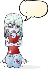 cartoon vampire girl with speech bubble