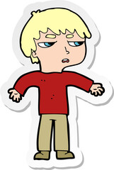 sticker of a cartoon annoyed boy