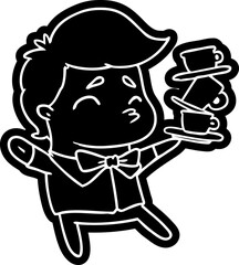 Obraz premium cartoon icon of a kawaii cute waiter
