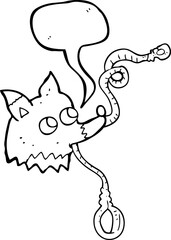 speech bubble cartoon dog with leash