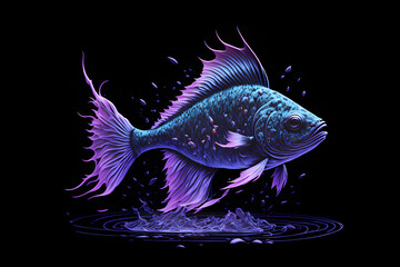 Fish on black background. Generative AI