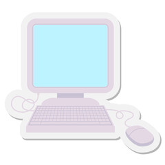 computer with mouse and keyboard sticker