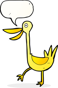 funny cartoon duck with speech bubble