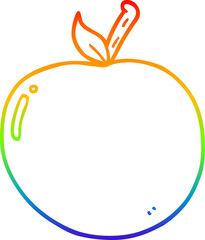 Fototapeta na wymiar rainbow gradient line drawing cartoon apple