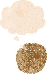 cartoon biscuit and thought bubble in retro textured style