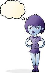cartoon pretty vampire girl with thought bubble