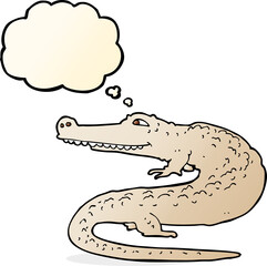cartoon alligator with thought bubble