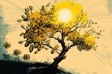 Cute spring illustration background, generative ai