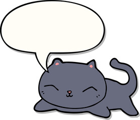 cartoon cat and speech bubble sticker