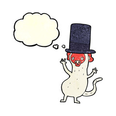 cartoon monkey in top hat with thought bubble
