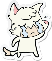 sticker of a crying fox cartoon